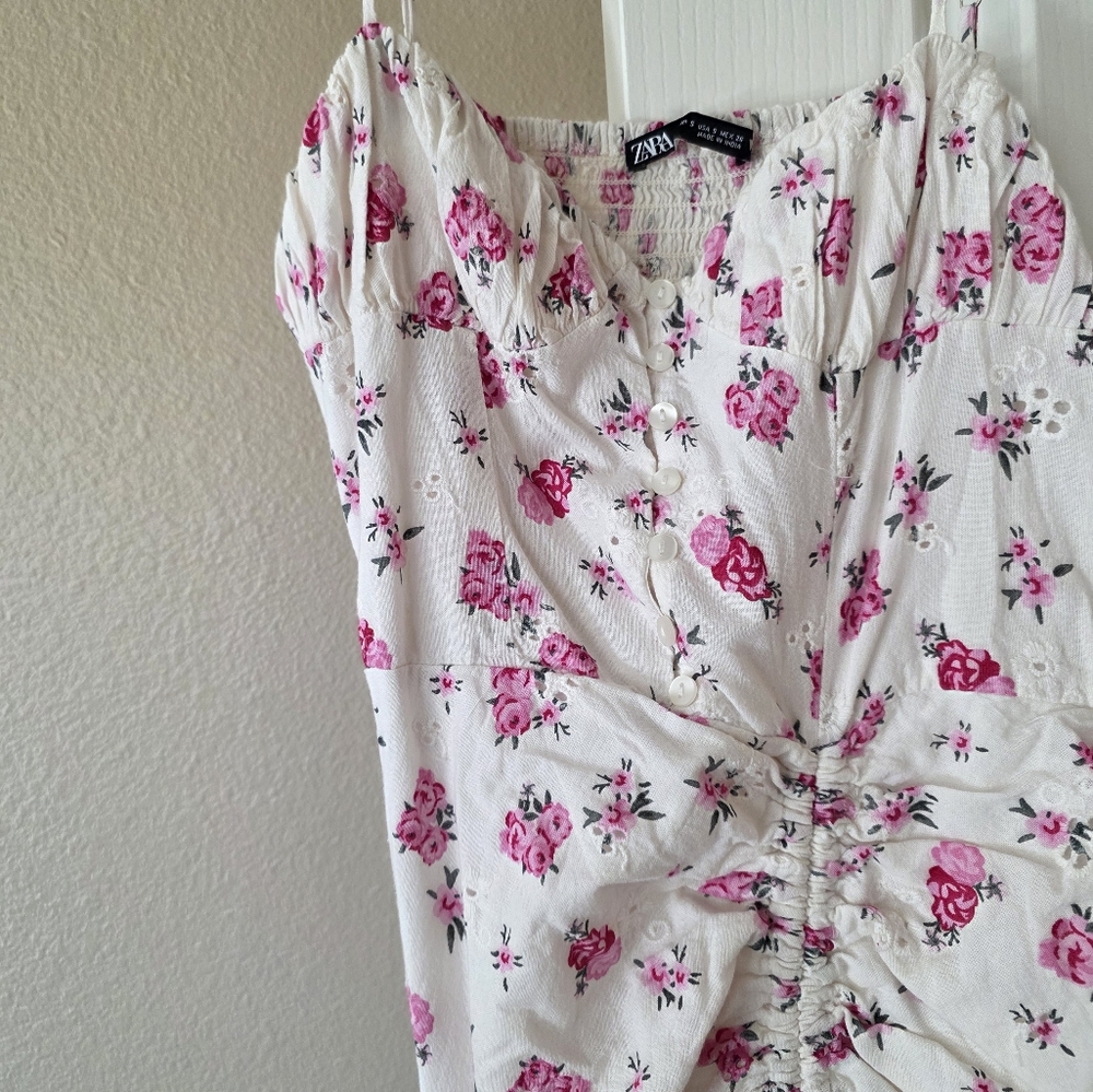 Zara Floral Dress with Pink Roses